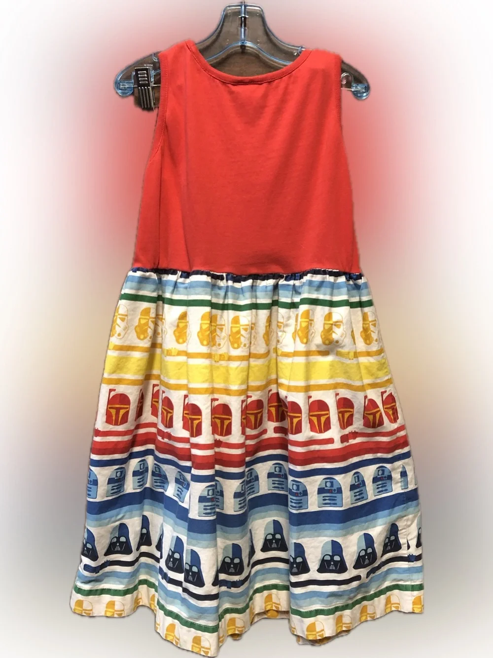 Hanna Andersson Red Tank Dress with Multicolor Star Wars Stripe Skirt